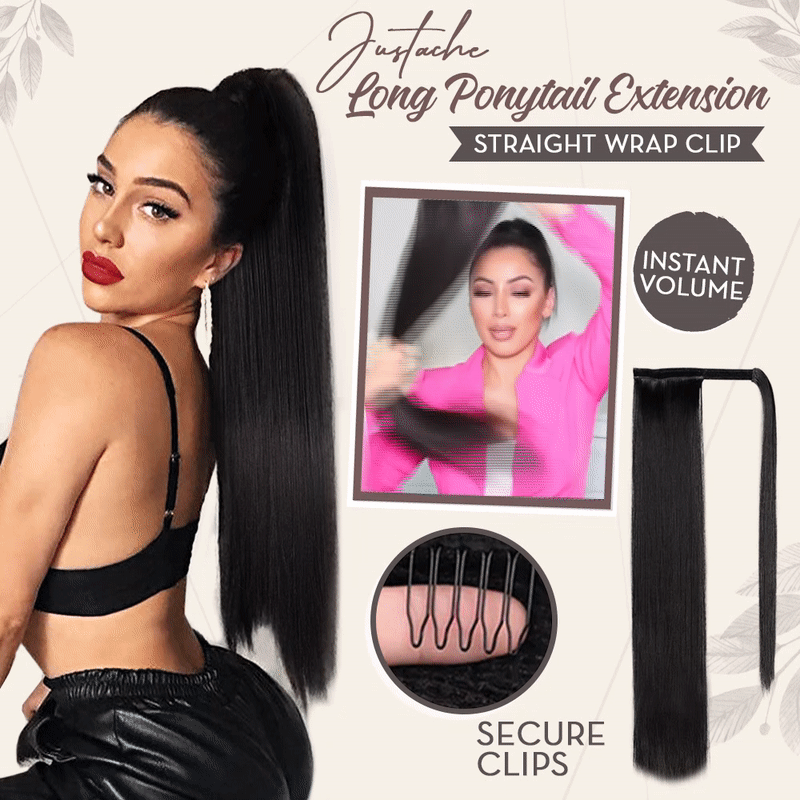 Snugvego Long Ponytail Extension Straight Wrap Clip