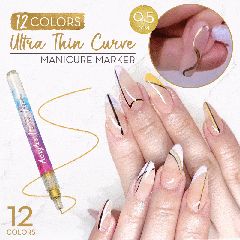 Snugvego 12 Colors Ultra Thin Curve Manicure Marker